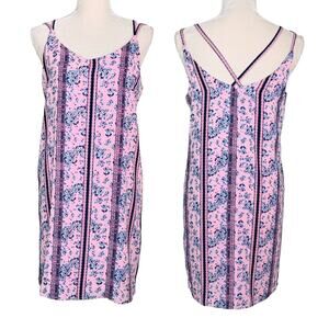 Pink Rose Dress Large Dusty Pink Floral Spaghetti Strap Lined New